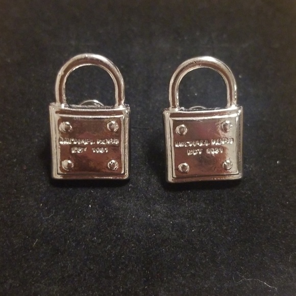 michael kors silver padlock earrings